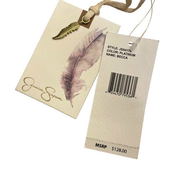 Jessica Simpson Women’s Platinum Metallic Pleated Chain-Strap Becca Handbag - Picture 8 of 16